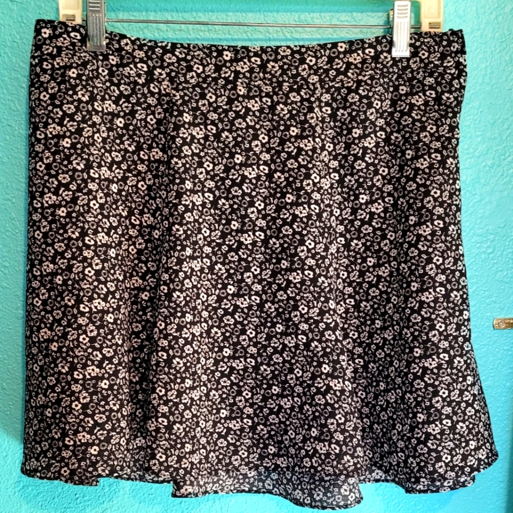 Black and white floral skirt
